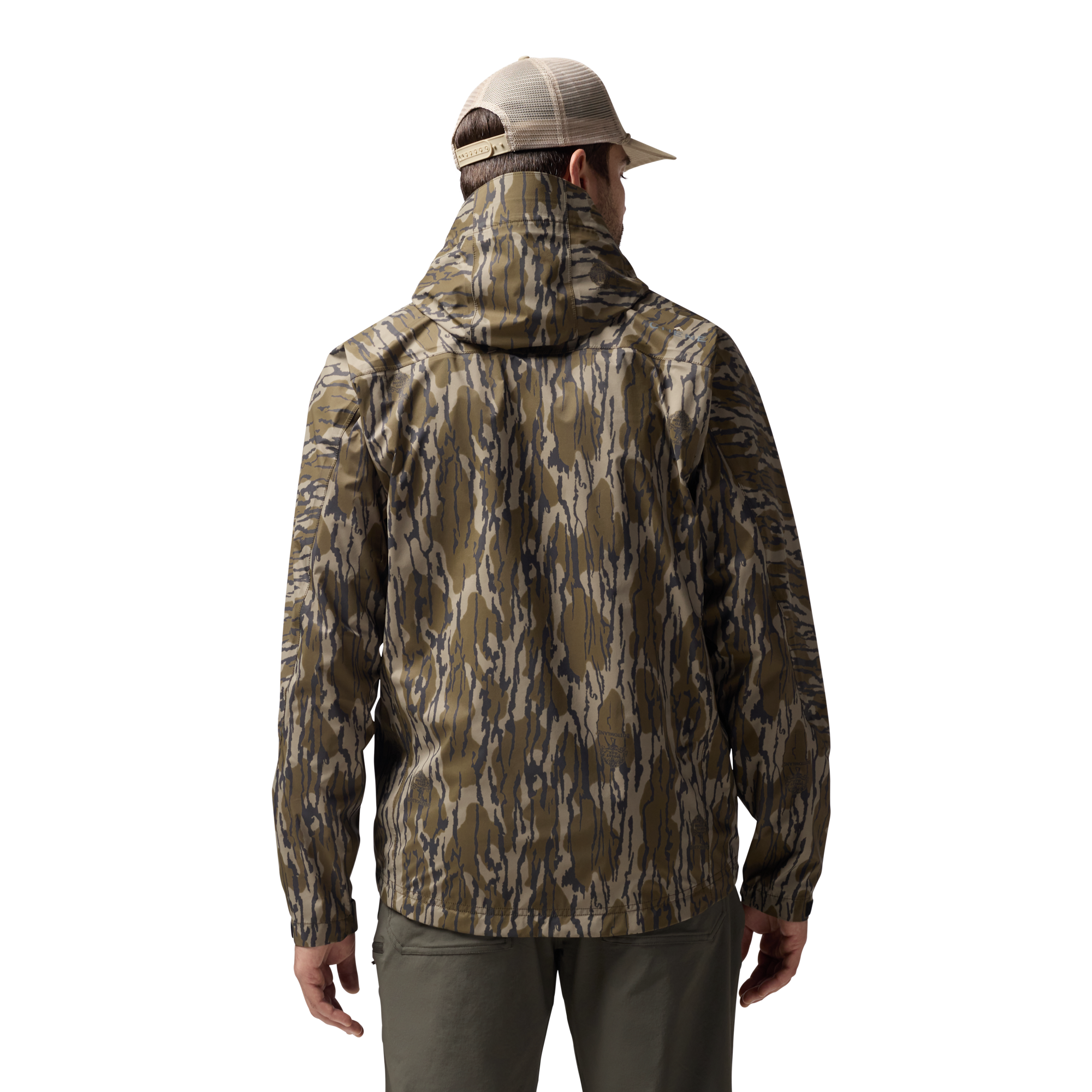 Hydro-Lok Velo Rain Jacket in Mossy Oak Original Bottomland, on model #mossy_oak_original_bottomland