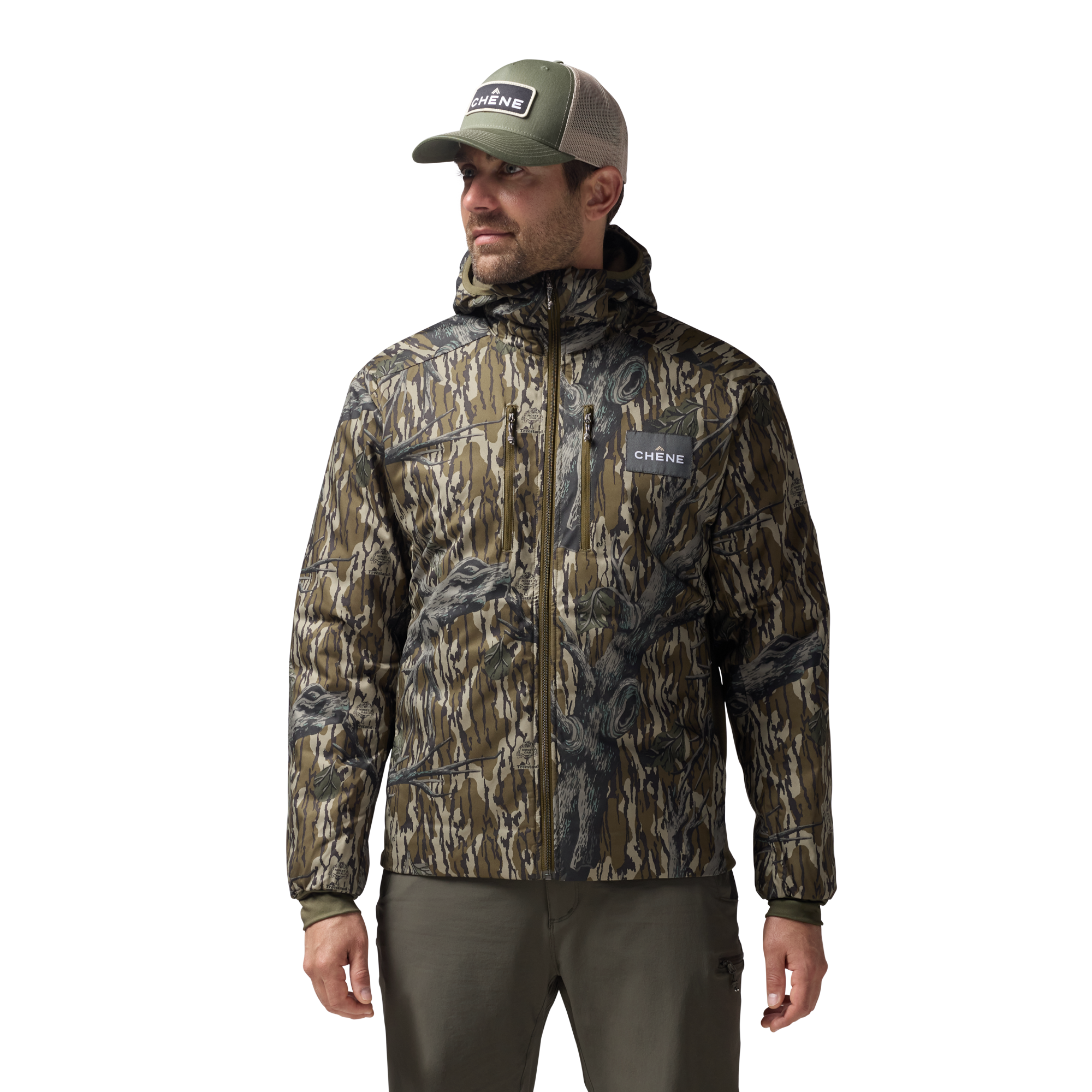 Flyweigh Jacket in Mossy Oak Original Treestand, on model #mossy_oak_original_treestand