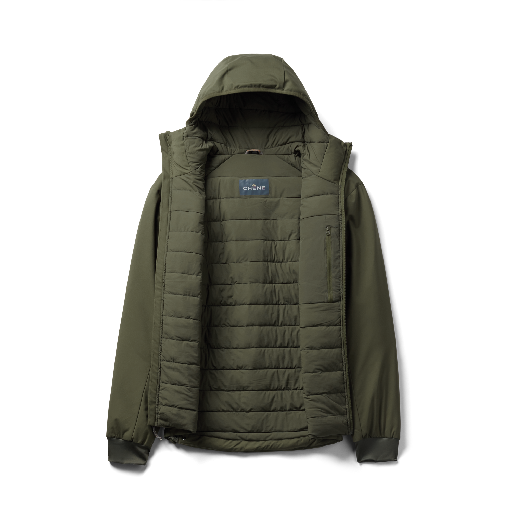 Flyweigh Jacket in Olive, flat lay #olive