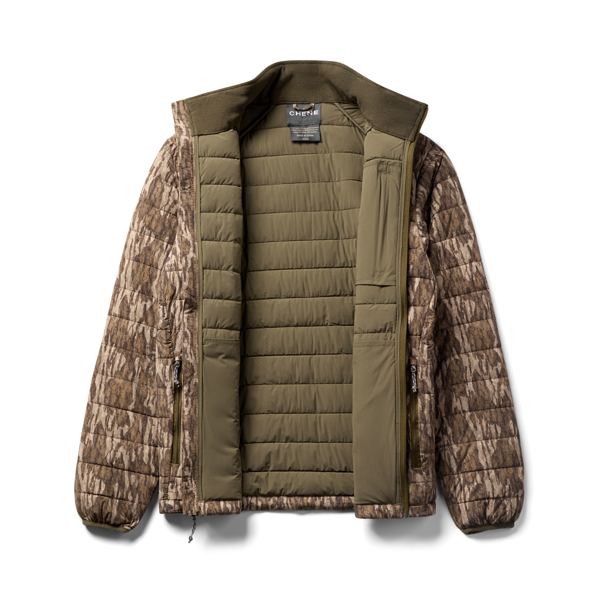 Camp Jacket in Mossy Oak Bottomland, flat lay #mossy_oak_bottomland