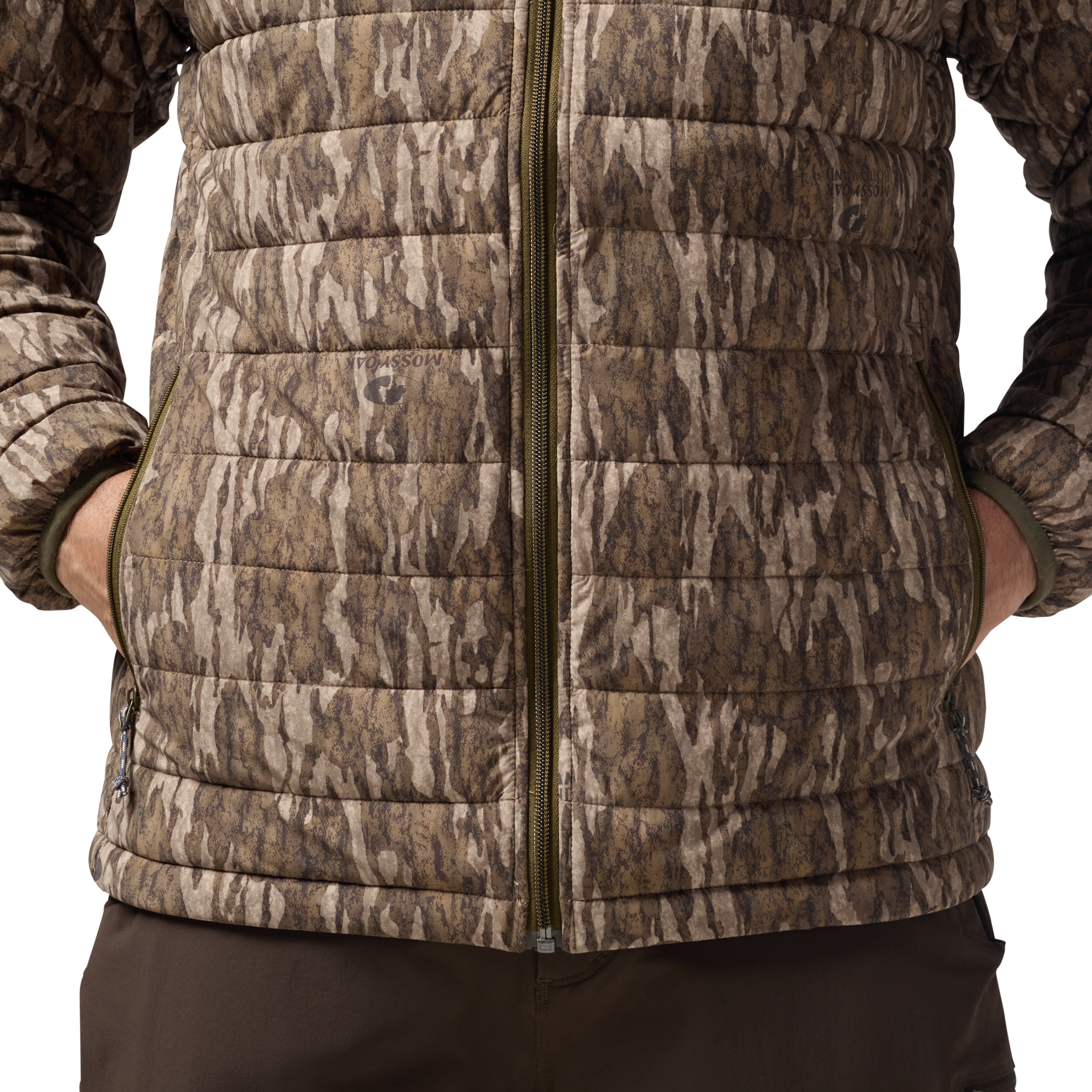 Camp Jacket in Mossy Oak Bottomland, on model #mossy_oak_bottomland