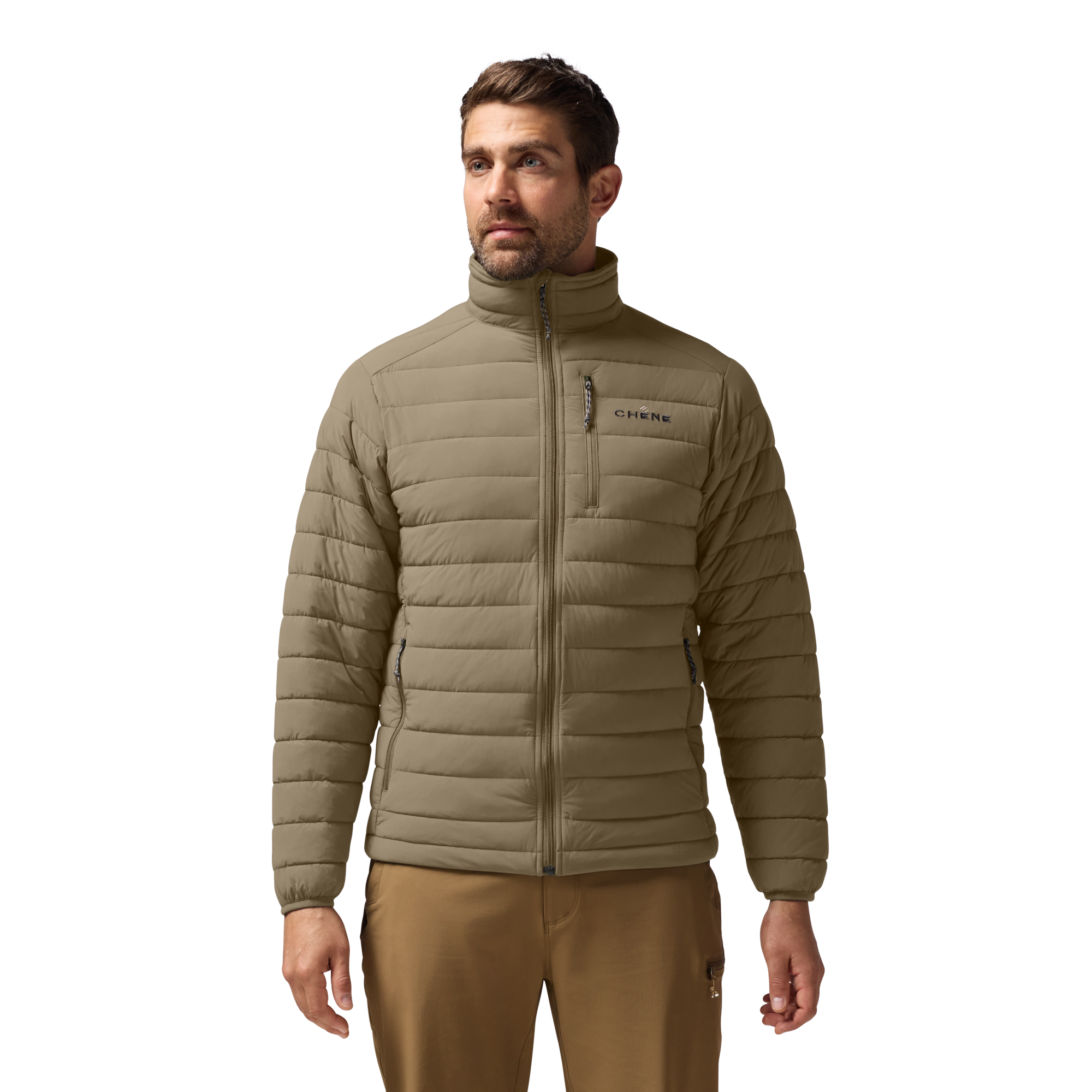 Camp Jacket in Oak, on model #oak