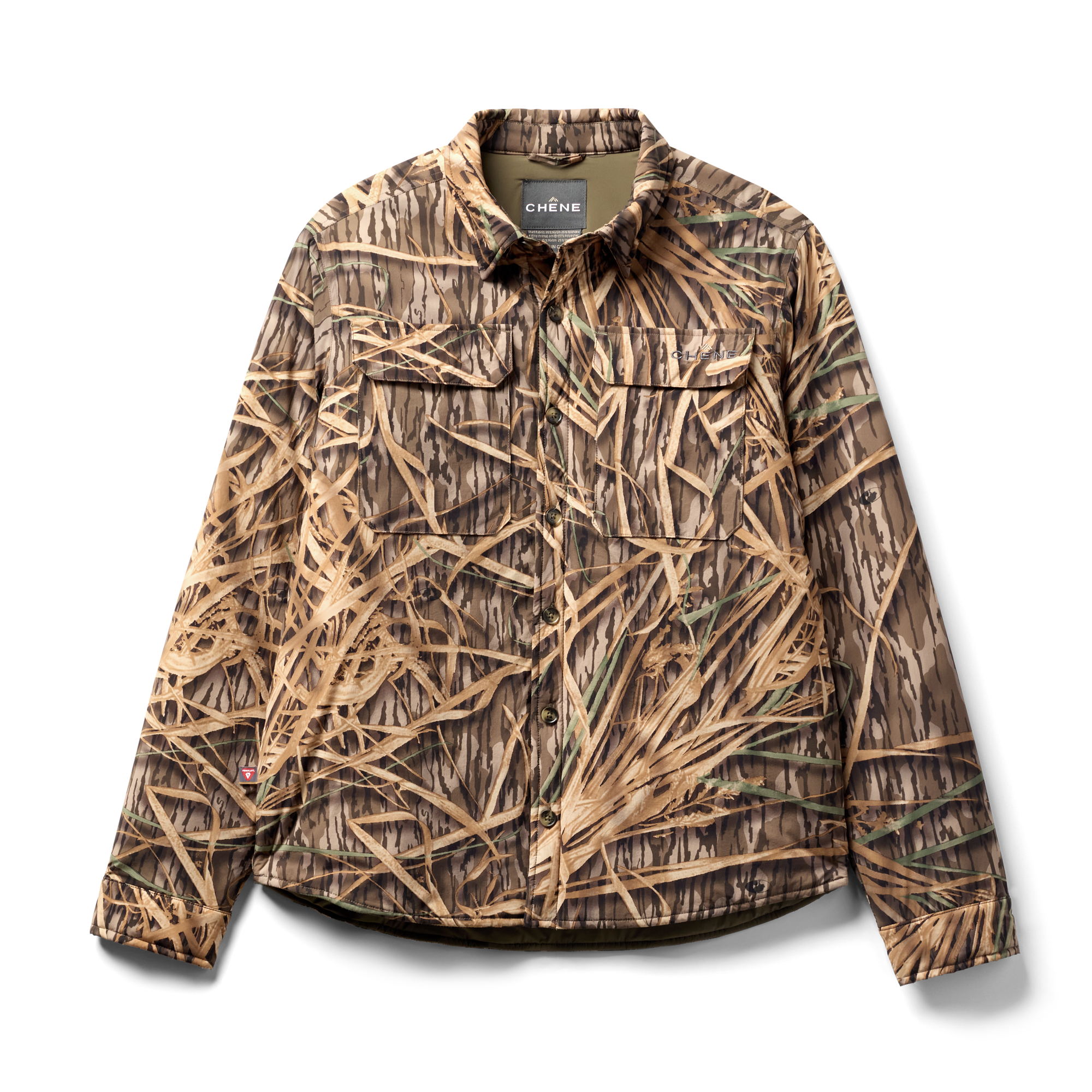 Flyweigh Jac-Shirt in Mossy Oak Original Shadow Grass, flat lay #mossy_oak_original_shadow_grass