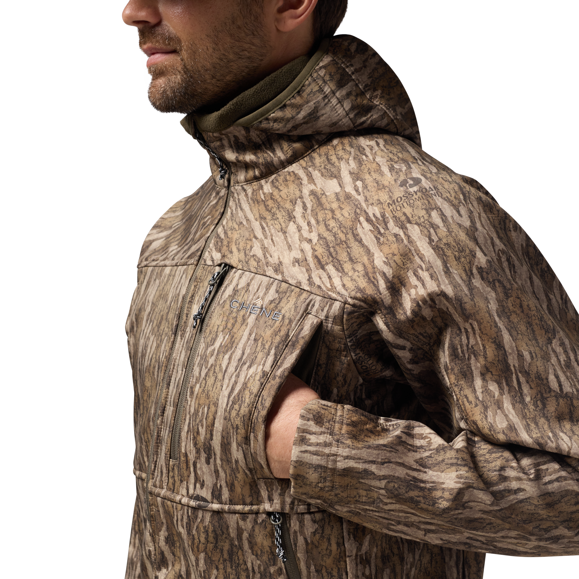 Scout Jacket in Mossy Oak Bottomland, on model #mossy_oak_bottomland
