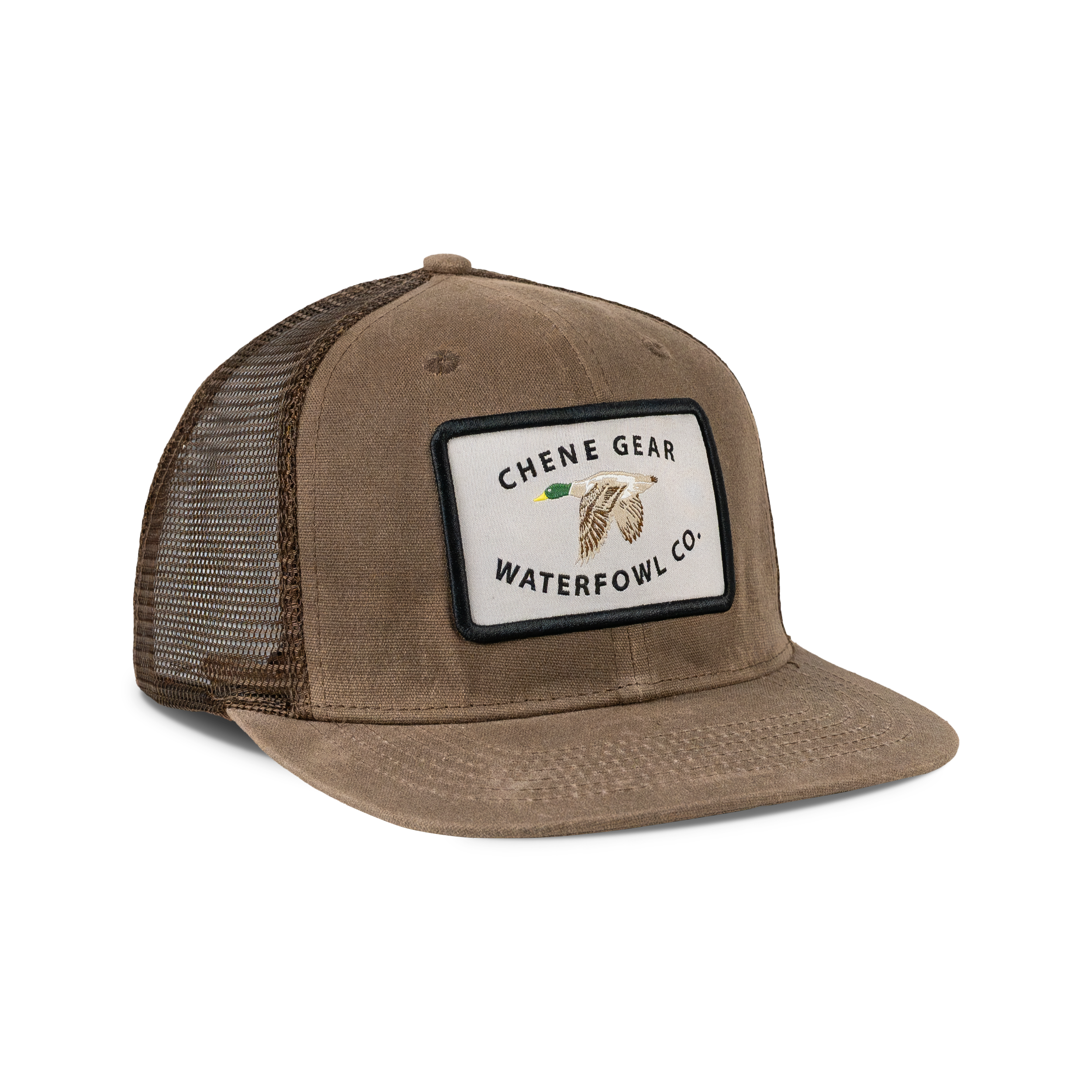 Waterfowl Co. Waxed Mesh Back Cap in Dirt, front view #dirt