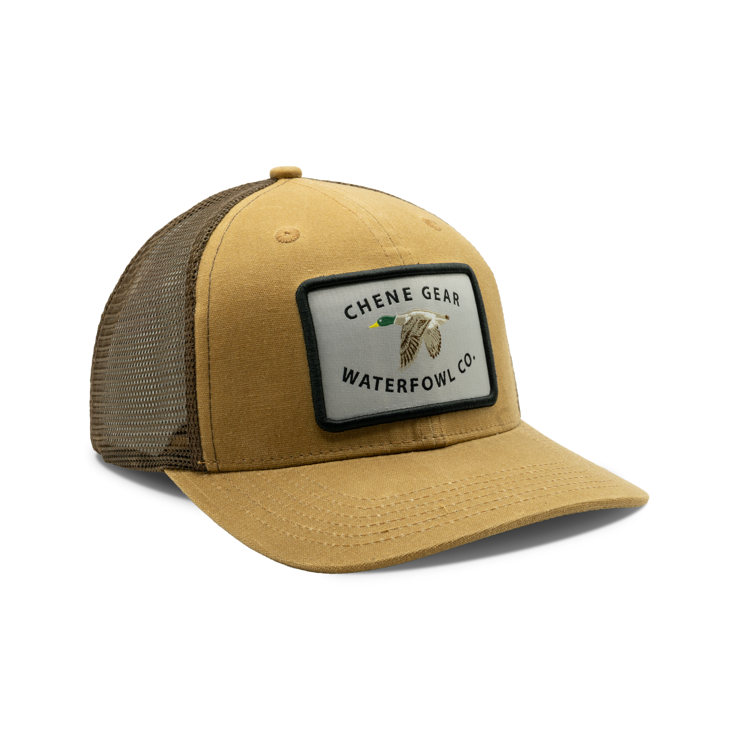 Waterfowl Co. Waxed Mesh Back Cap in Field Khaki, front view #field_khaki