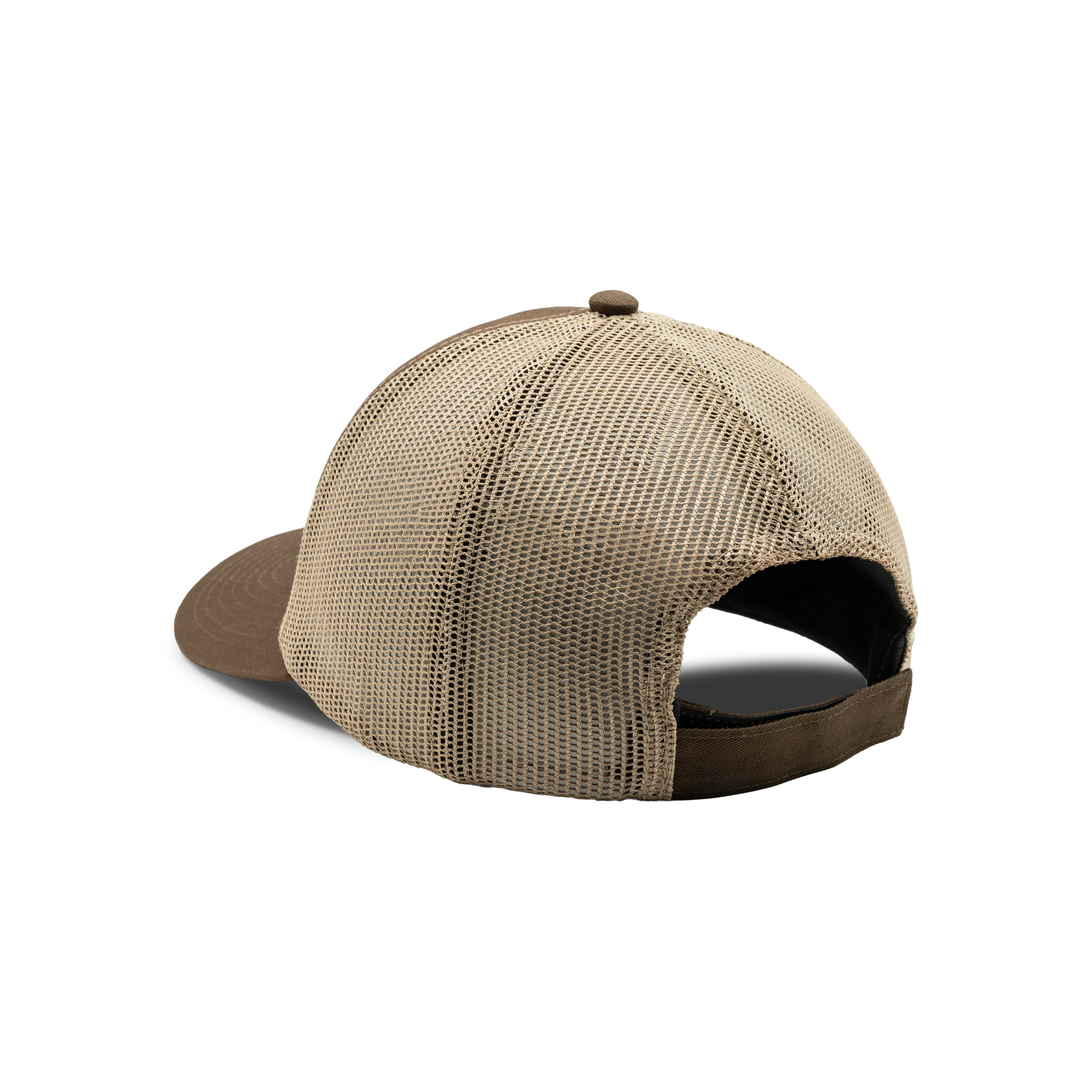Embroidered Logo Mesh Back Cap in Brown / Khaki, back view #brown_/_khaki