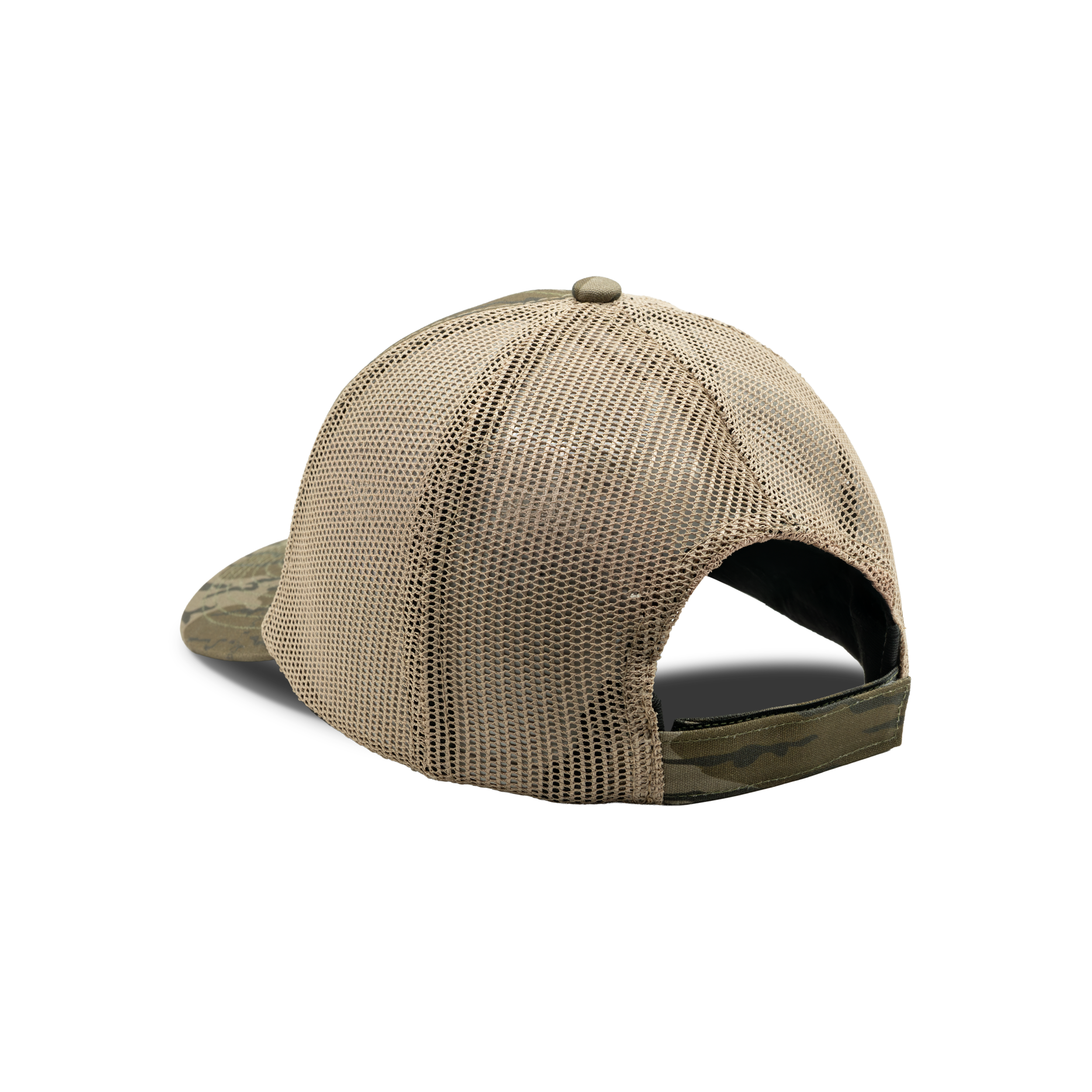 Embroidered Logo Mesh Back Cap in Mossy Oak Original Bottomland / Khaki, back view #mossy_oak_original_bottomland_/_khaki