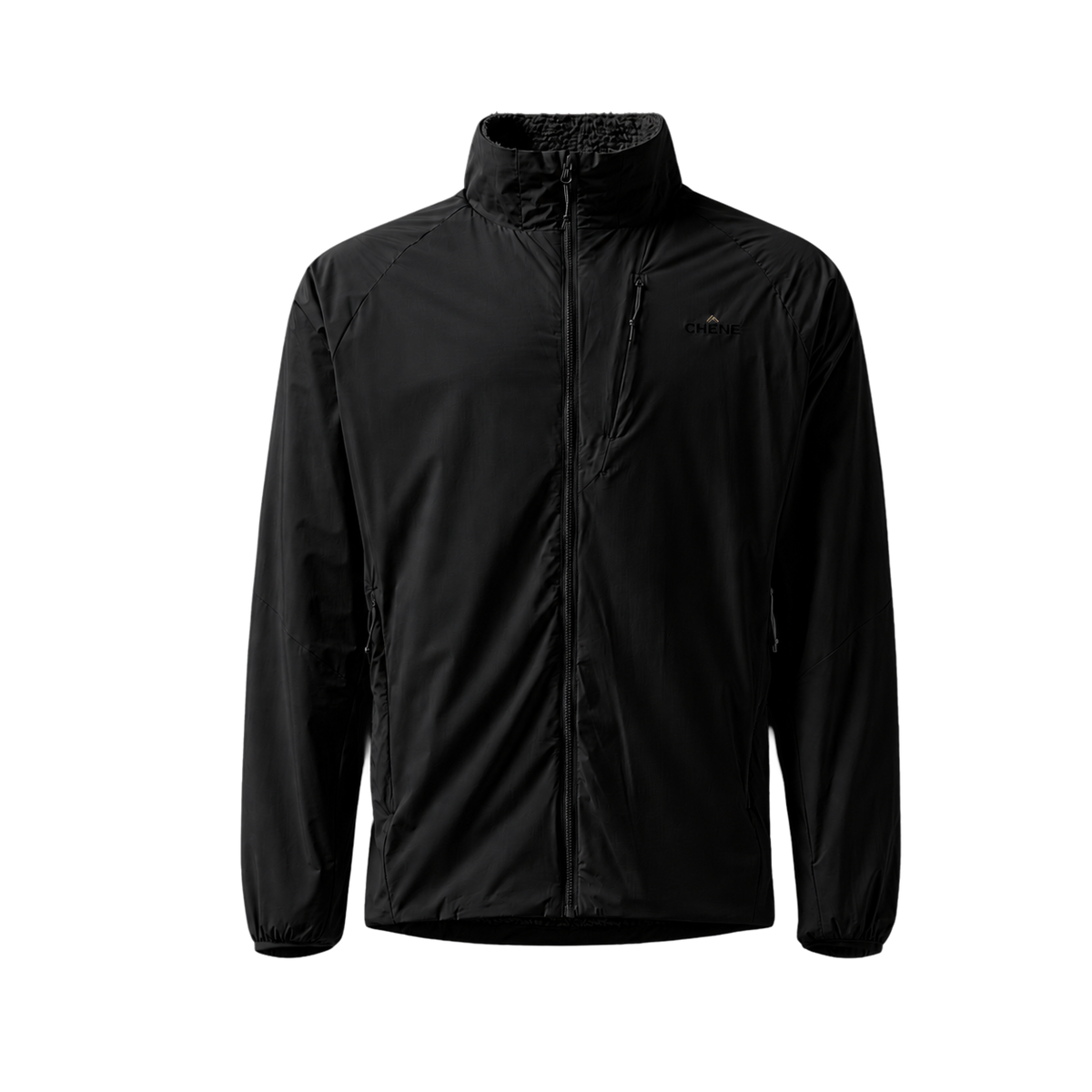 Flux Jacket in Black, front view #black